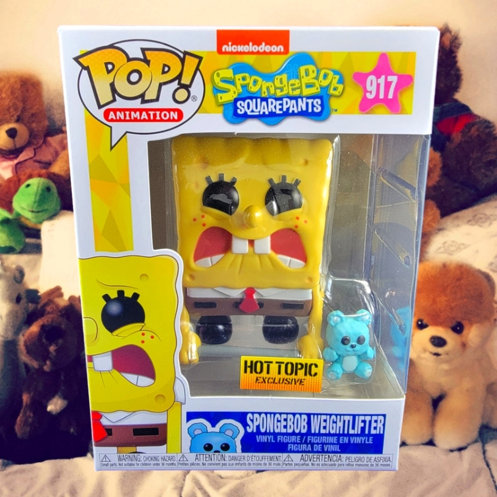 SpongeBob weightlifter hot topic exclusive funko # 917 (nib) with pop protector